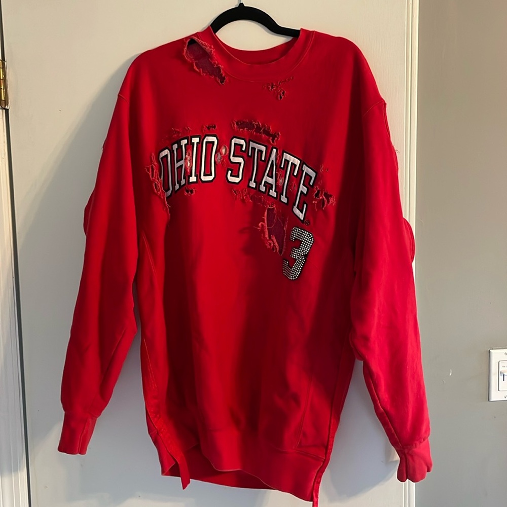 Distressed & CUSTOM Ohio State Cree Neck